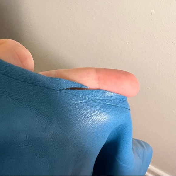 INC International Concepts Vegan Leather Draped Front Jacket Blue M - Picture 11 of 13